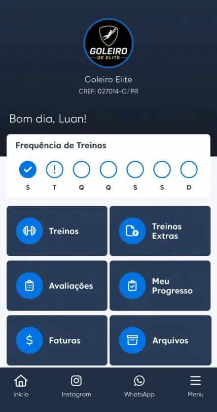 Demonstração animada da plataforma Goleiro de Elite
